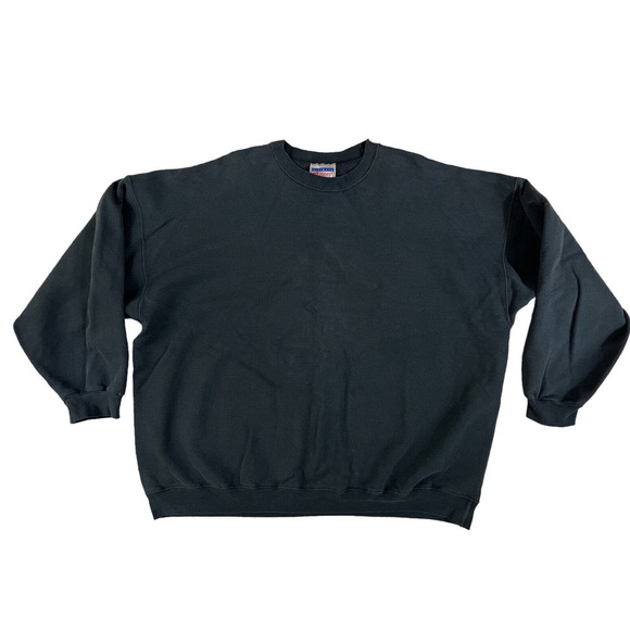 VTG Ultimate Hanes Cotton Black Long Sleeve Crewneck Sweatshirt Sweater Size 3XL - Picture 1 of 7
